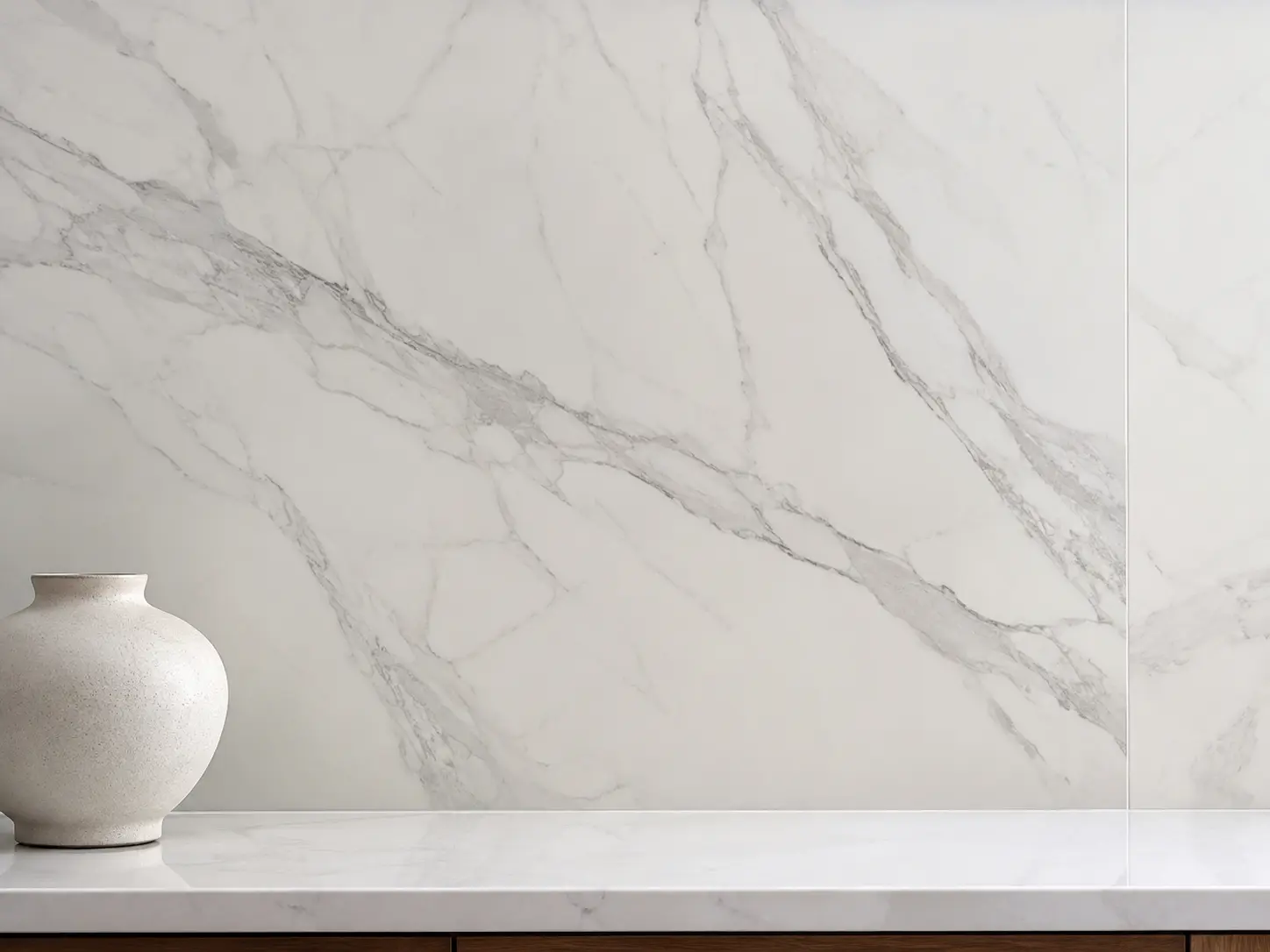 Large-format porcelain backsplash with minimal grout lines in a Kirkland kitchen